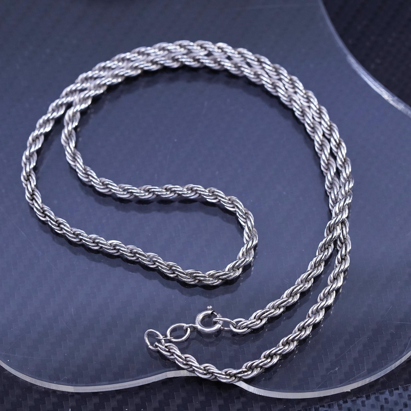 24” 4mm, vintage Armbrust sterling silver 925 French rope chain necklace