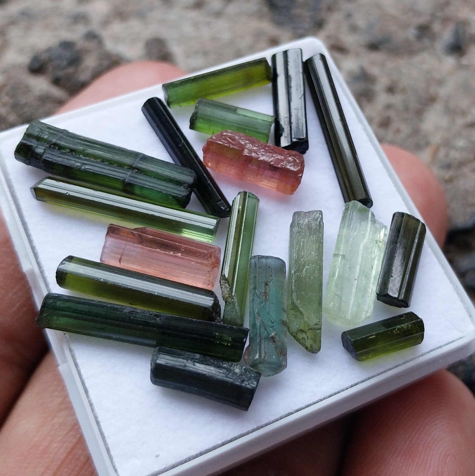 30 Carat Natural Multi Color Tourmaline Raw Rough Tube/Pencil 18 Piece Lot