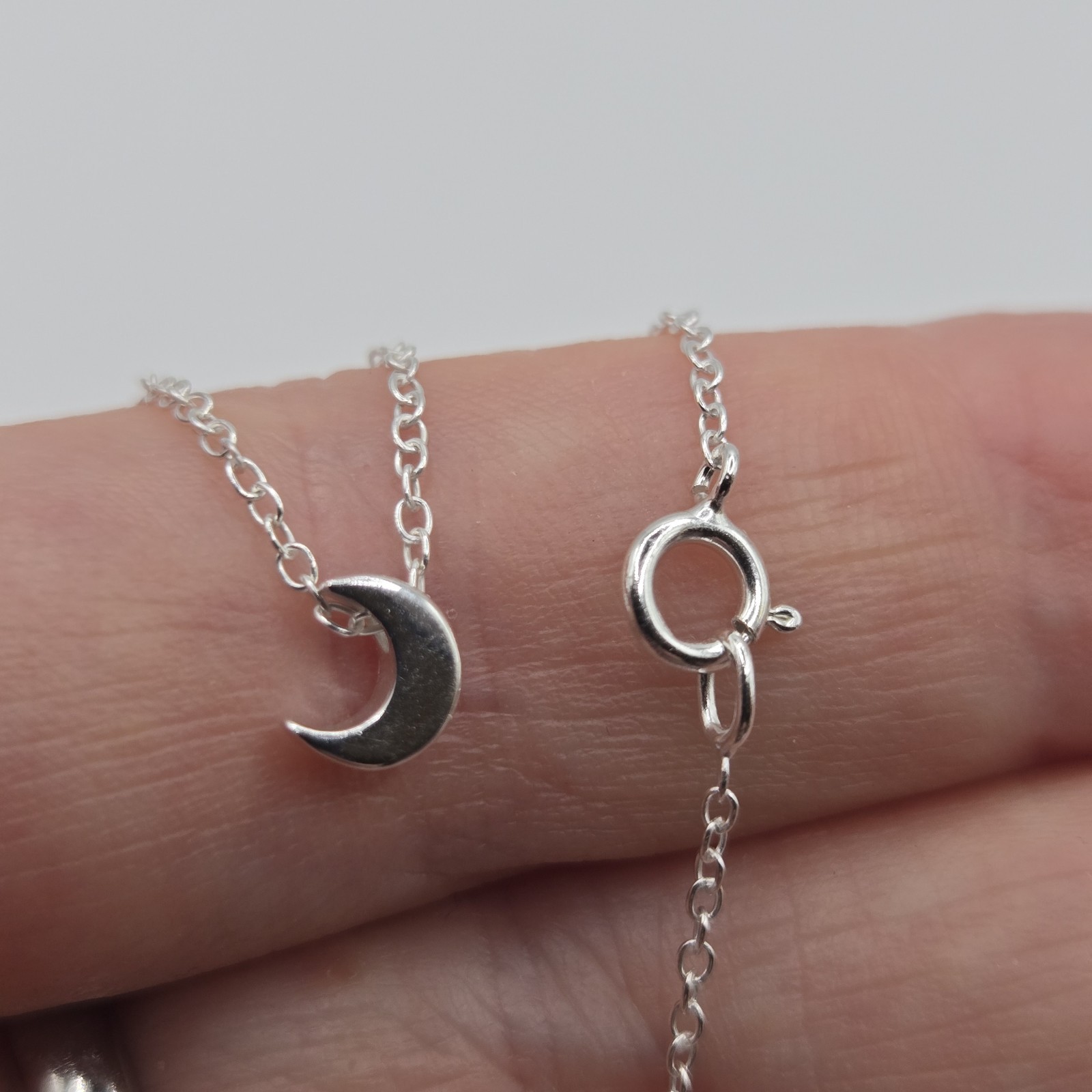 Silver Dainty Tiny Crescent Moon Charm Necklace Fairy Boutique Brand