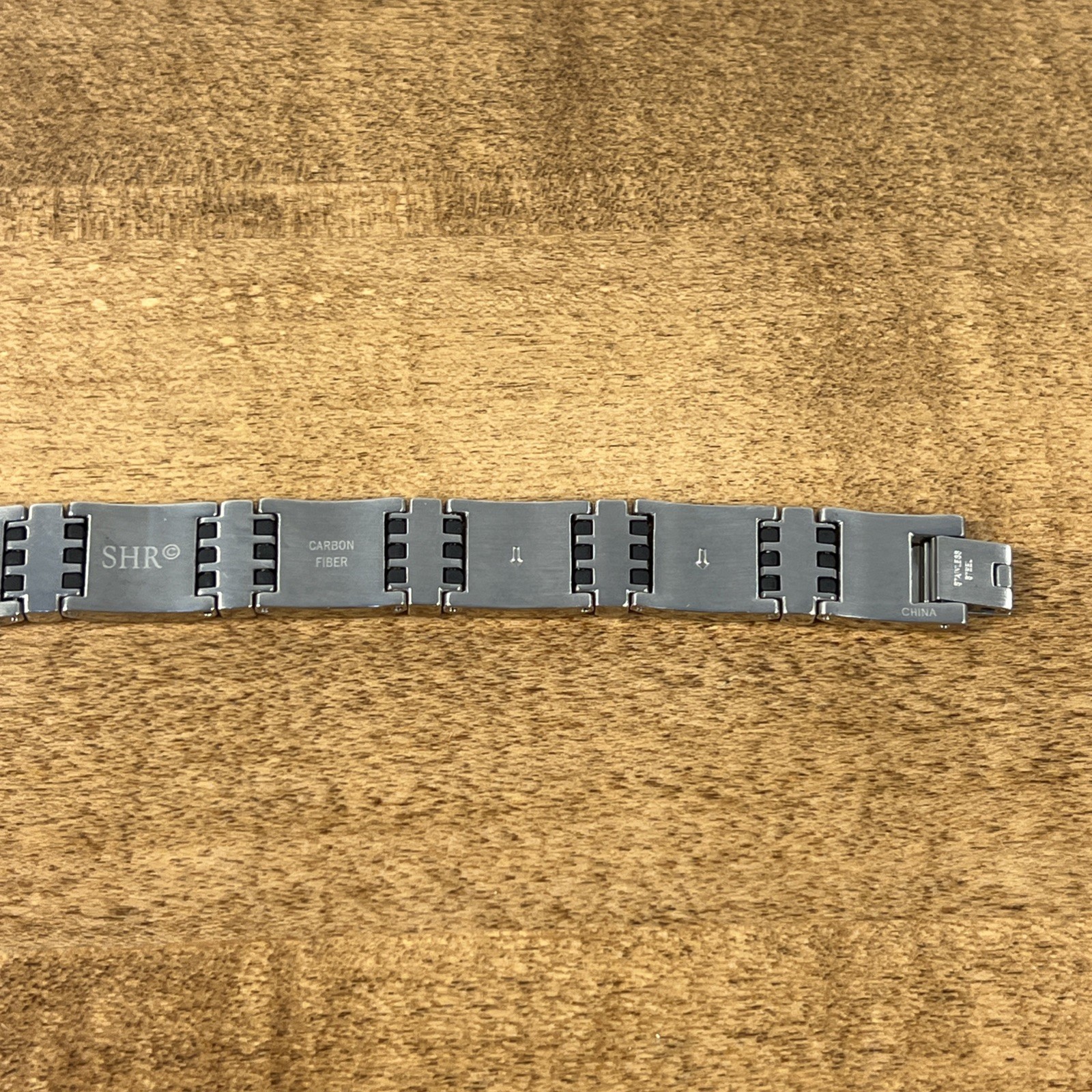 SHR Mens Stainless Steel Carbon Fiber Bracelet