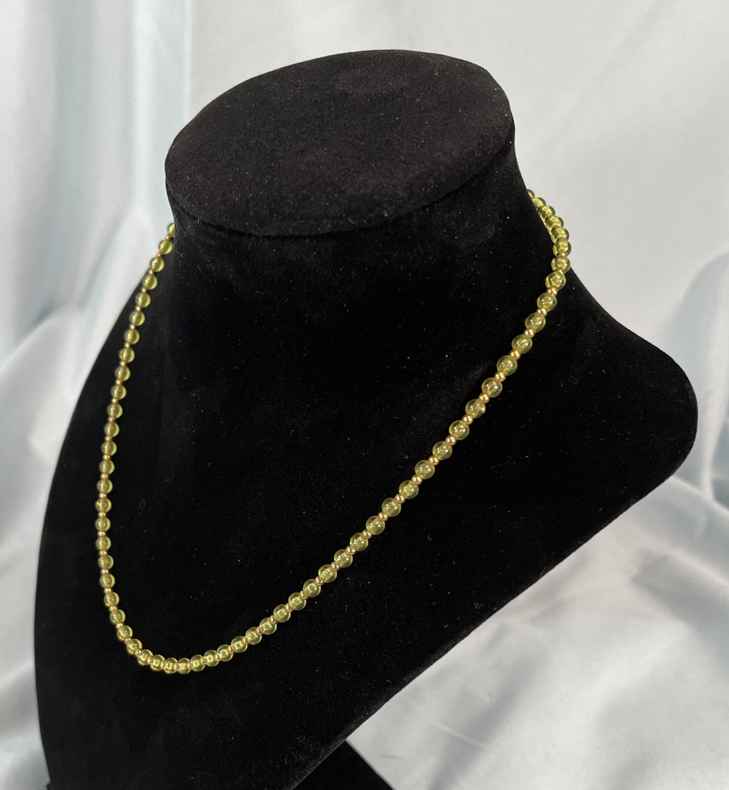 Vintage Beaded Necklace – Yellow & Gold Beads – Marked Korea