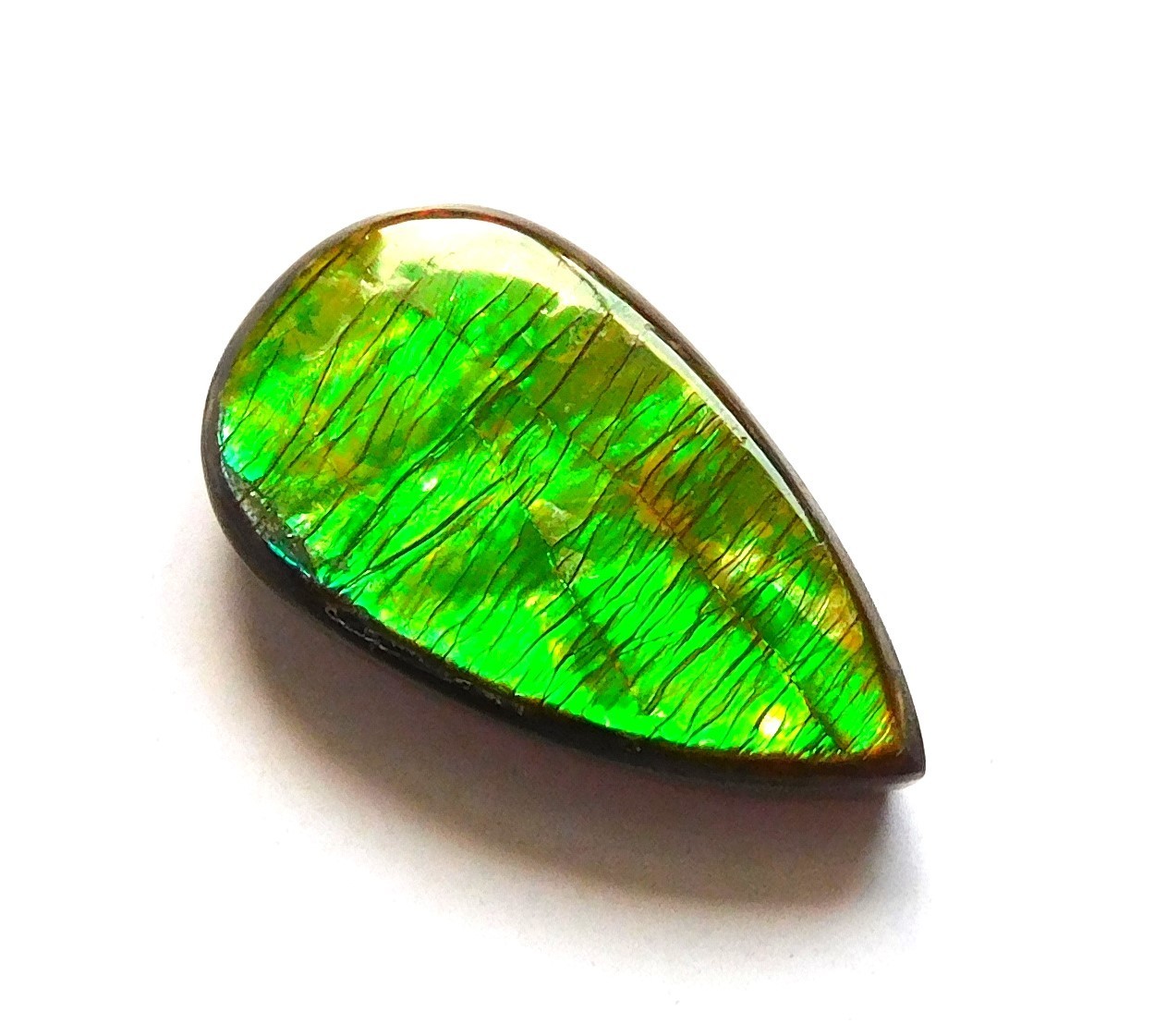 6.40 Ct Natural Canadian Ammolite Cabochon Loose Gemstone 17.2X9.9X4.4MM KJ71