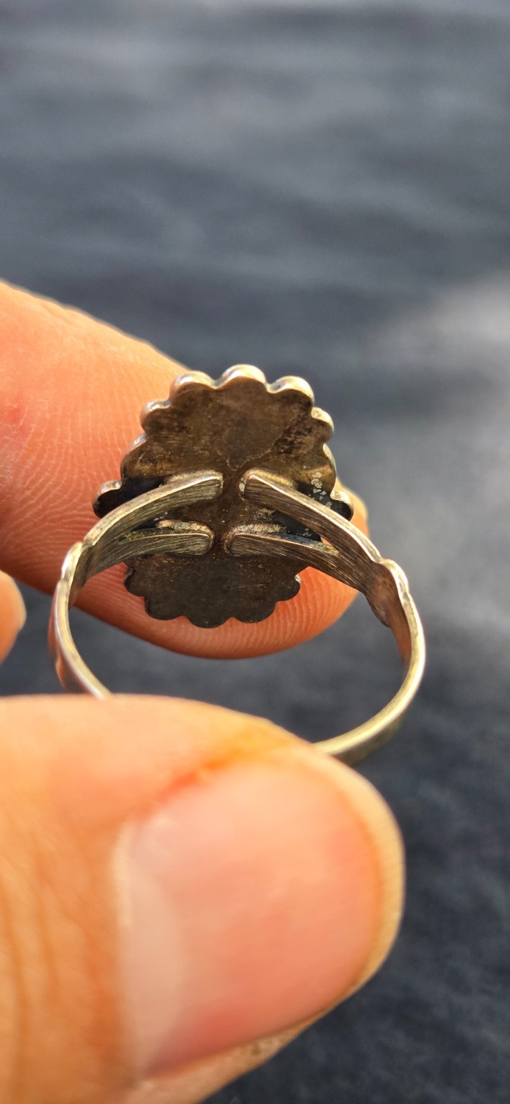 1940’s SW Native Style Sterling Silver Turquoise Wheeler Manufacturing Ring Sz 9