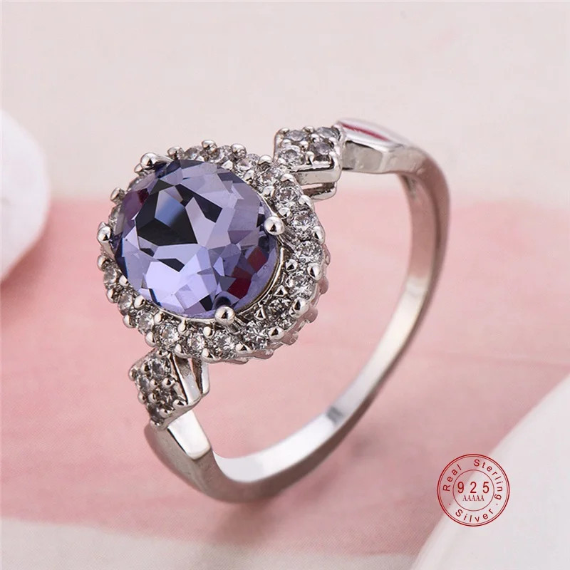 Stackable Ring 925 Sterling Silver Round Black Zircon Tension Mount Jewelry