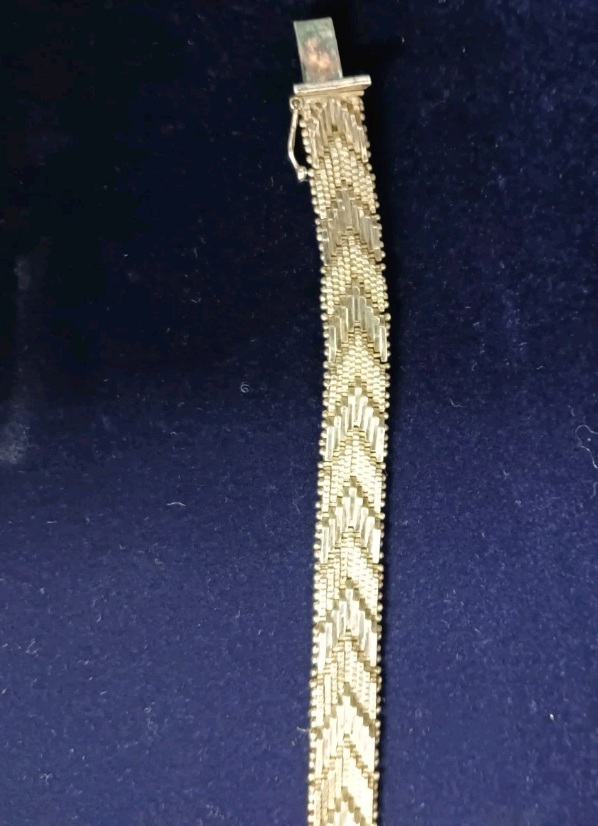 Solid 925 Sterling Silver Weave Design Bracelet With Push Lock Clasp