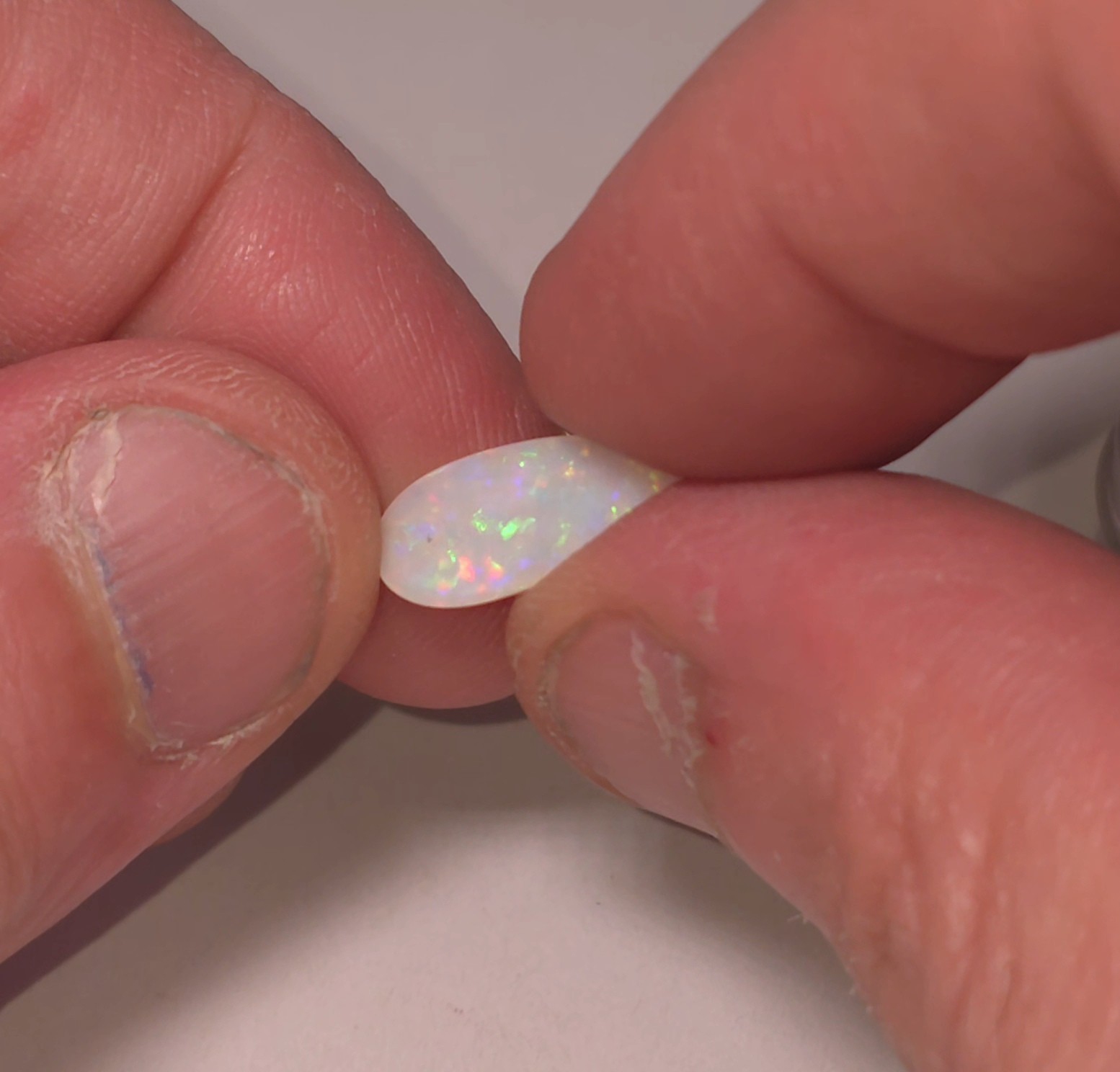 White Opal Coober Pedy Australia Natural Opal Pear Cabochon – 16 mm x 7.5 mm