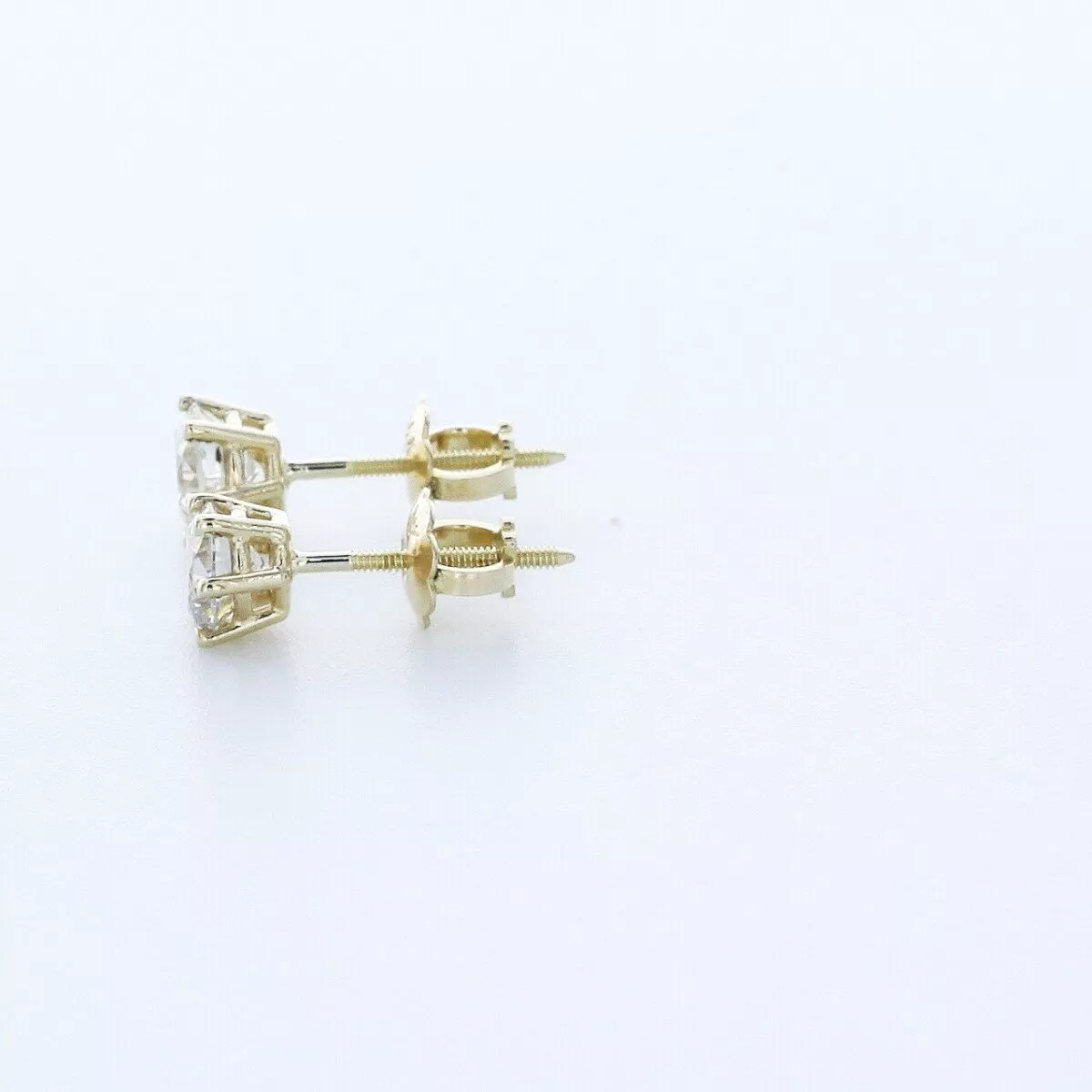Stud Earrings Solid 14K Yellow Gold Classic 0.94 CT Round Natural Diamond H SI1