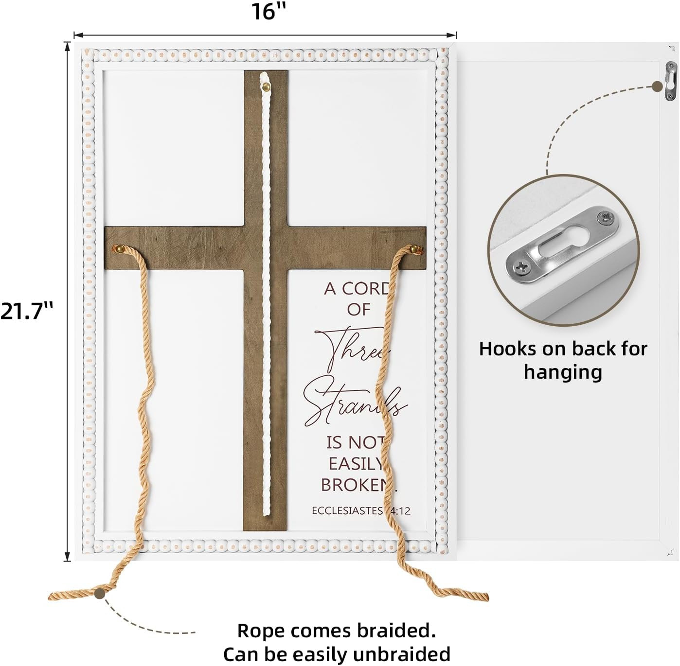 Three Strands Cord Wedding Unity Sign, Cross to Braid or Tie God’S Knot – a Cord