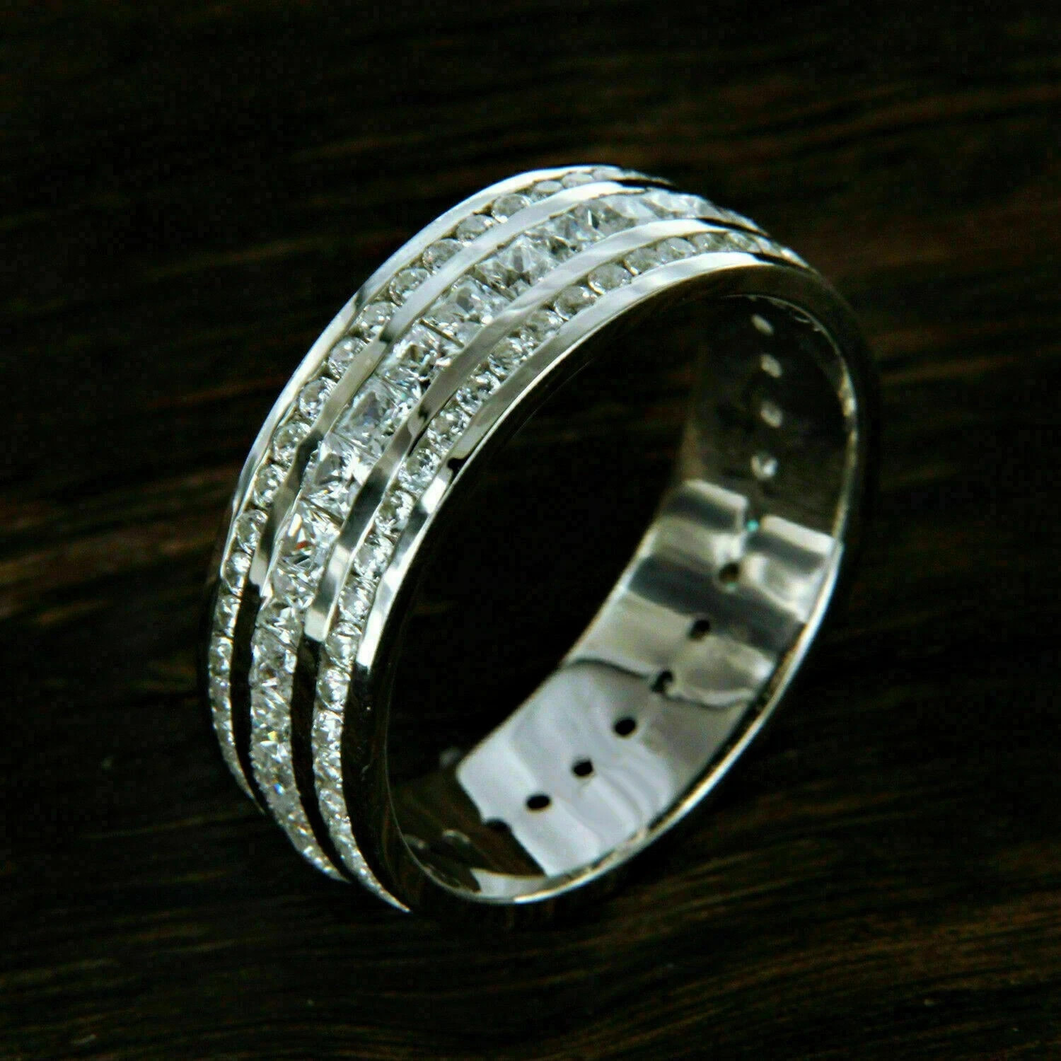 2.30 Ct Lab-Created Round Diamond Wedding Band Ring 14k White Gold Over Men’s