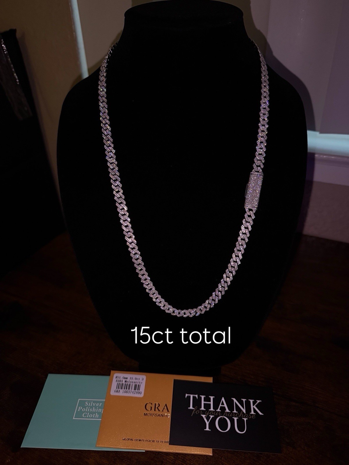 ✅24-inch moissanite monaco chain sterling silver 925 15.14ctw-8mm-71 grams