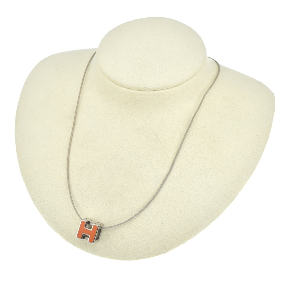 HERMES H cube Necklace Old type Ladies jewelry S#140396