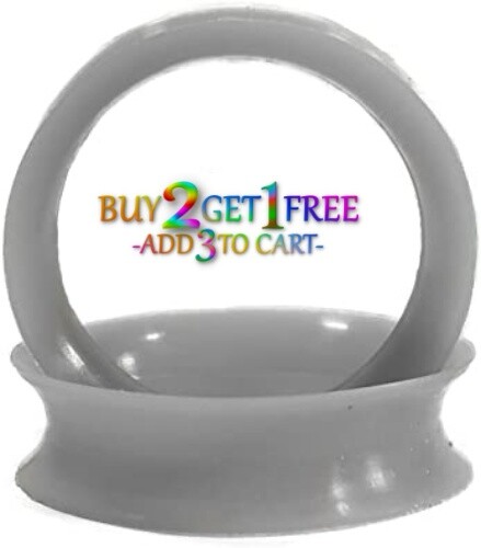 Pair 8g-40mm GRAY SILICONE EARSKIN TUNNELS Double Flare Gauges Thin Flesh 1022