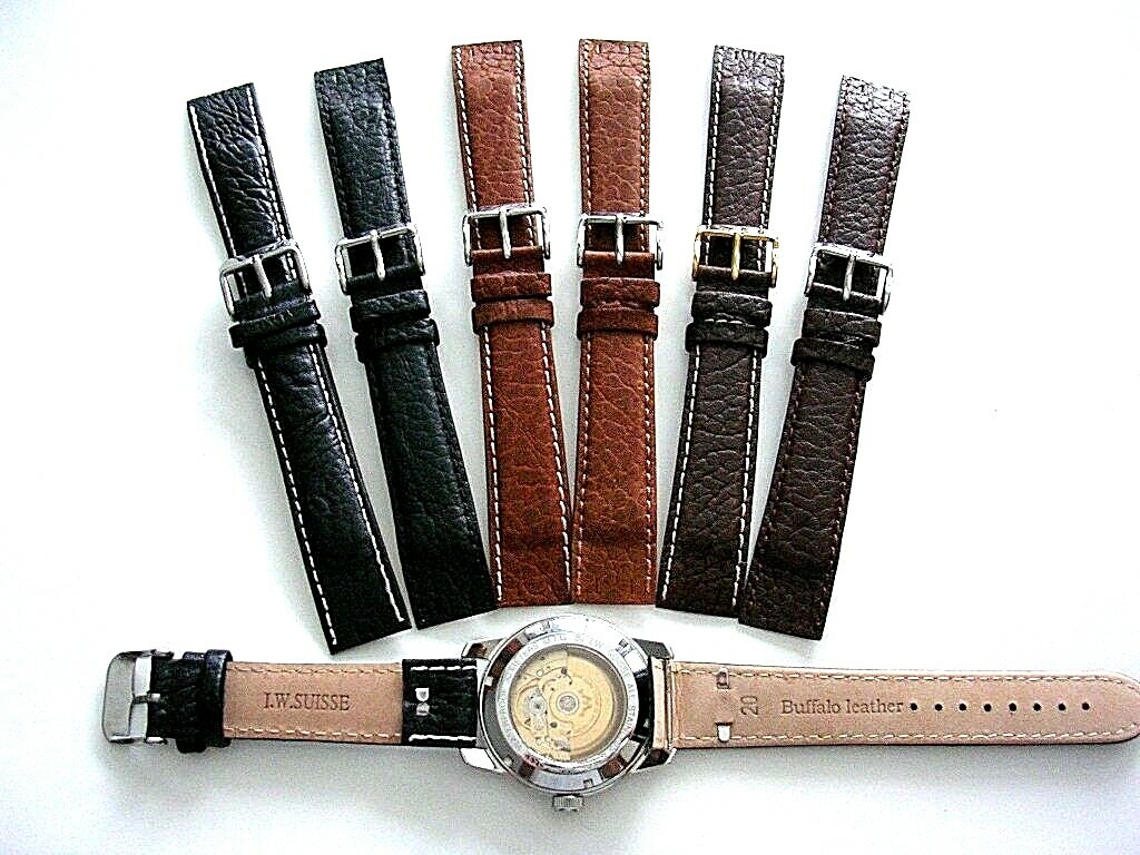 Buffalo calf Open End wire lug Leather watch band strap IW SUISSE 16 18 20 22mm