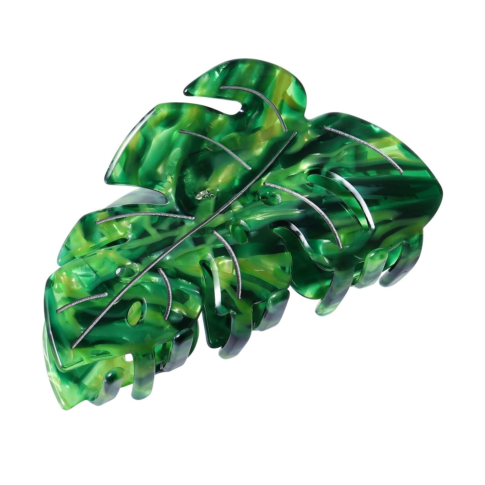 Hair Claw Clip Green Leaf Shape 3.5 Inch Hair Grip Clip French Design Women G…