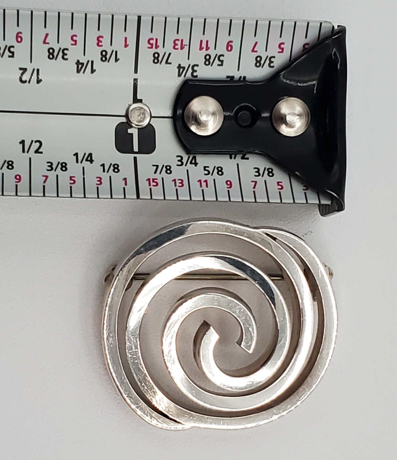 VTG 925 Spiral Brooch 1.25in Sterling Silver Solid 15g Abstract 3D Geometric