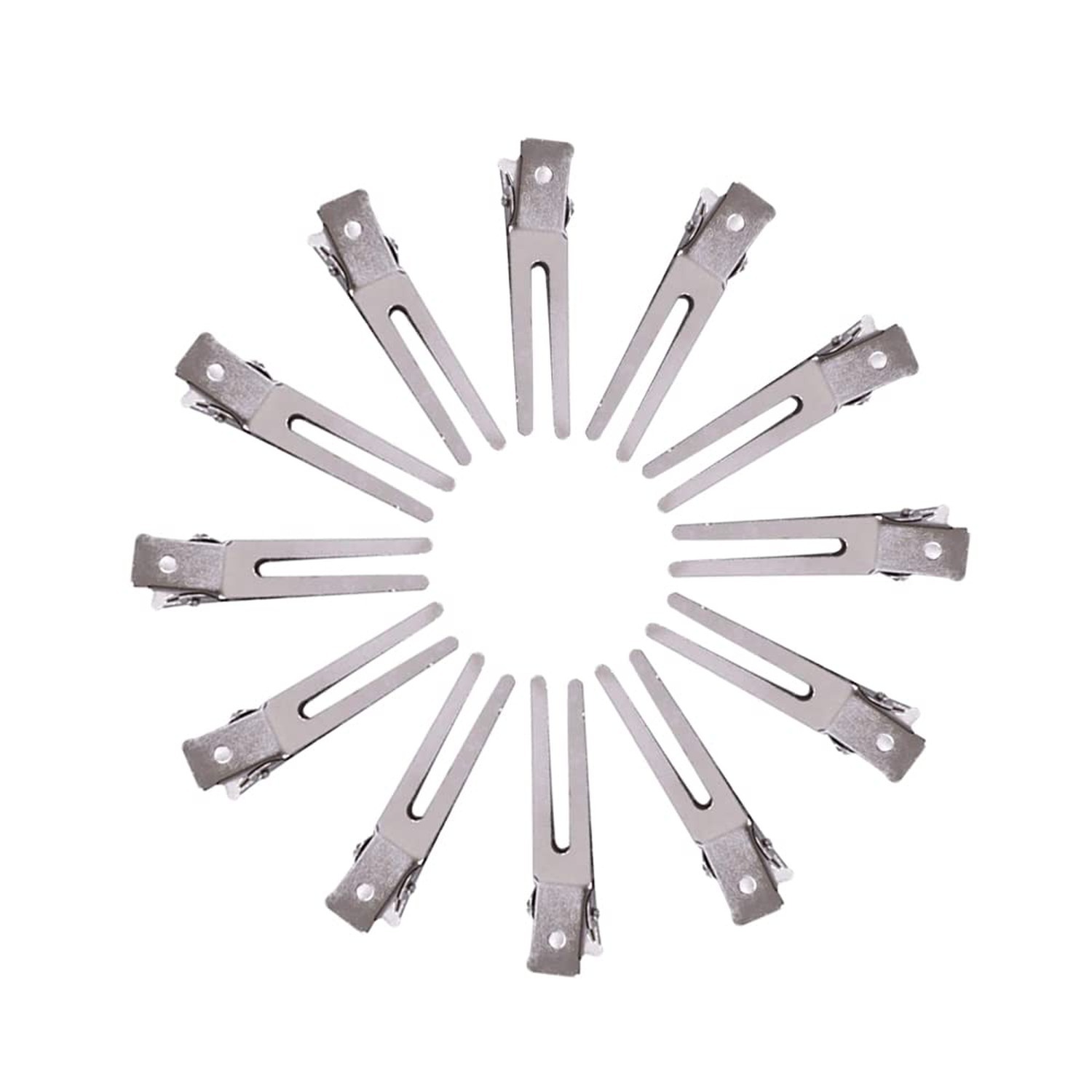 50 Pcs Double Prong Hair Clips Curl Clips 1.77 Inches Metal Alligator Hair Pi…