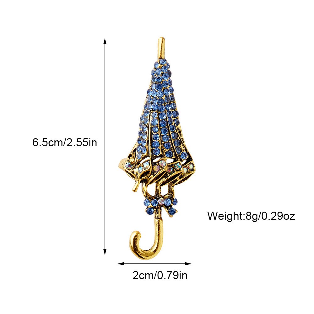 2Pcs Vintage-style Elegant Bow Umbrella Brooches, Adorned with Rhinestones