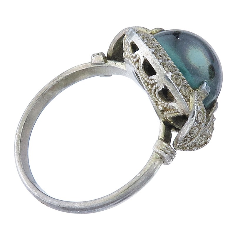 Theodor Fahrner Ring Green Colour Stone 925 Silver Retro