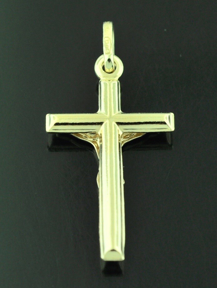 14k solid yellow gold JESUS CHRIST cross pendant #6251 crucifix 1.30gr h3jewel