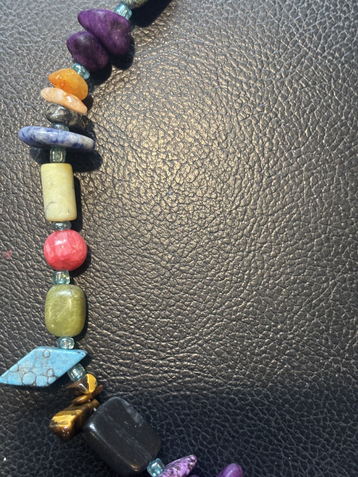 Colorful Boho Handcrafted Natural Stone Necklace 20 inch