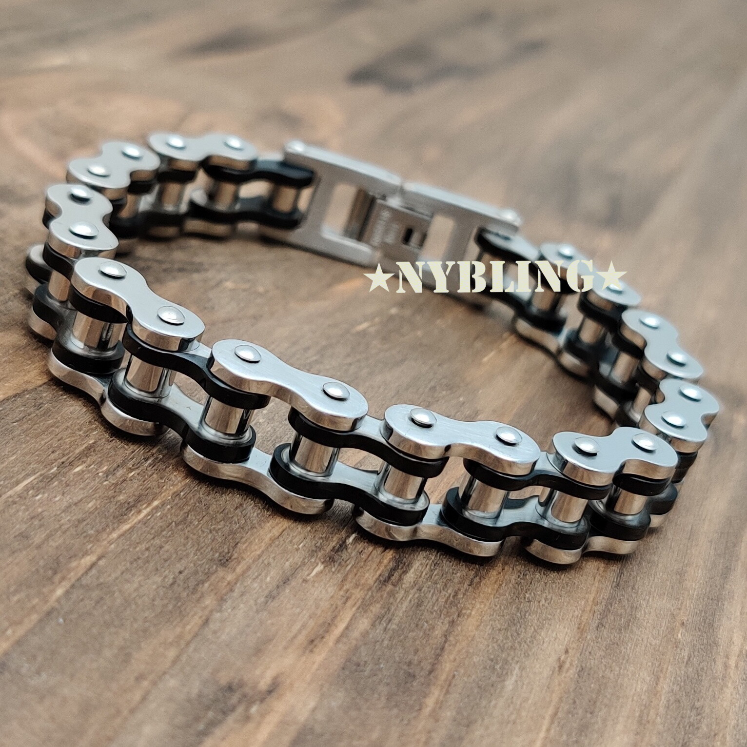 SOLID STAINLESS STEEL Motorcycle Bike Chain Design Bracelet Men’s Jewelry 13MM
