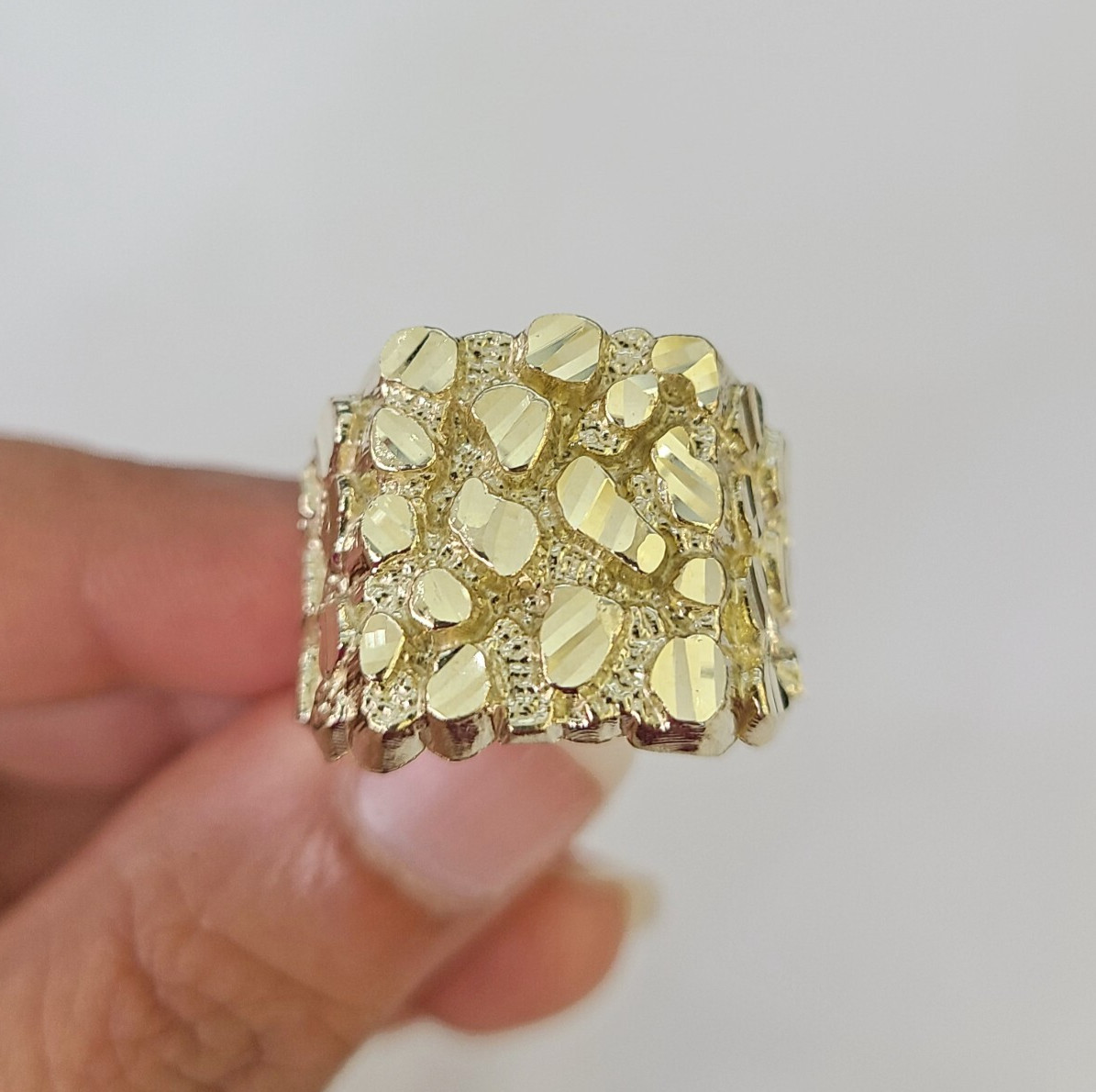 Real 10k Gold Nugget Ring Yellow Gold Men’s Casual / pinky Ring Genuine 10kt
