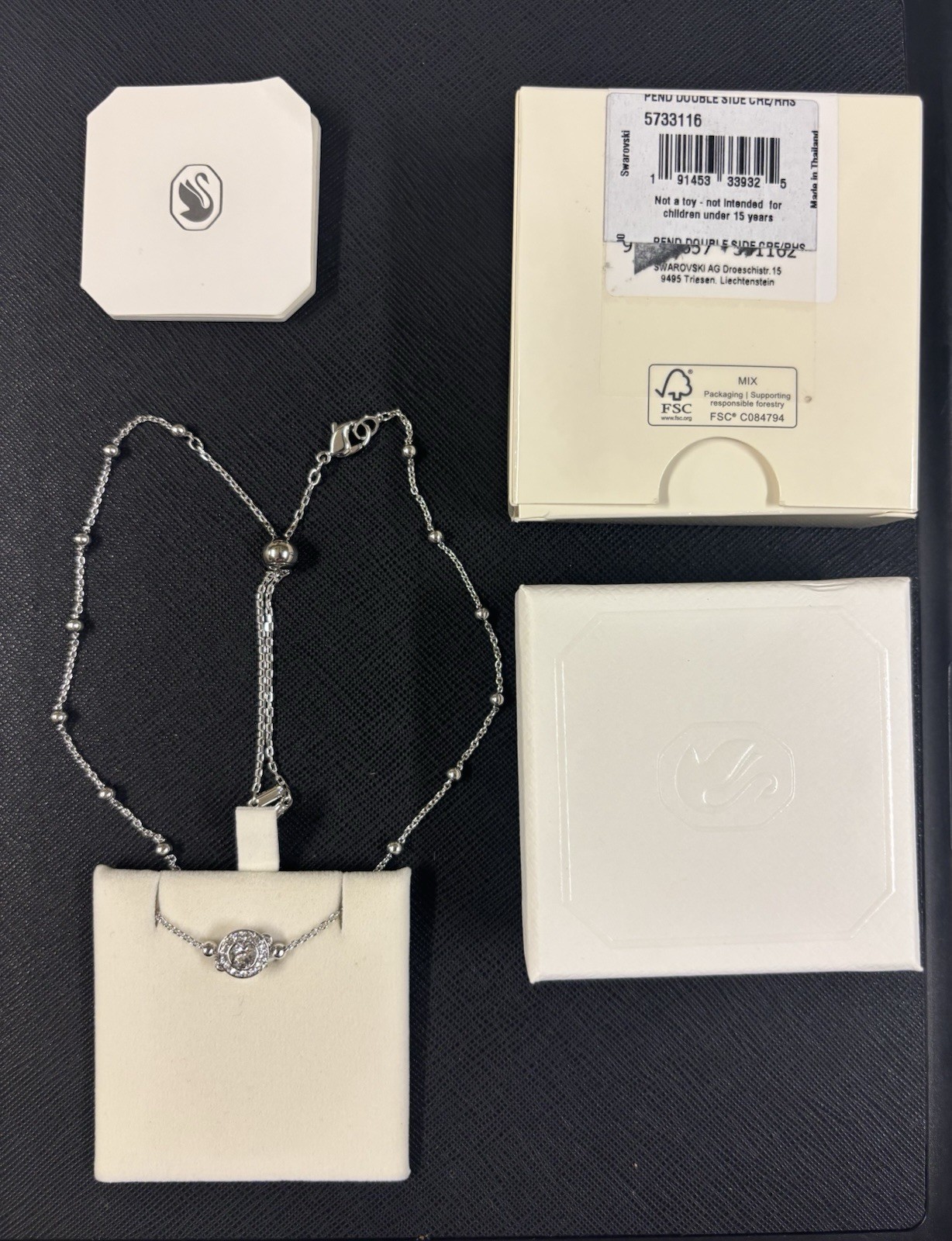 NEW Swarovski Una Angelic 5733116 Crystal Halo Slider Necklace Gift Box