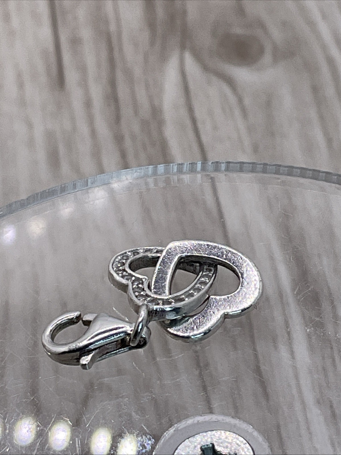 Thomas Sabo charm: Double Heart & Diamante, hallmarked TS 925. Sterling Silver