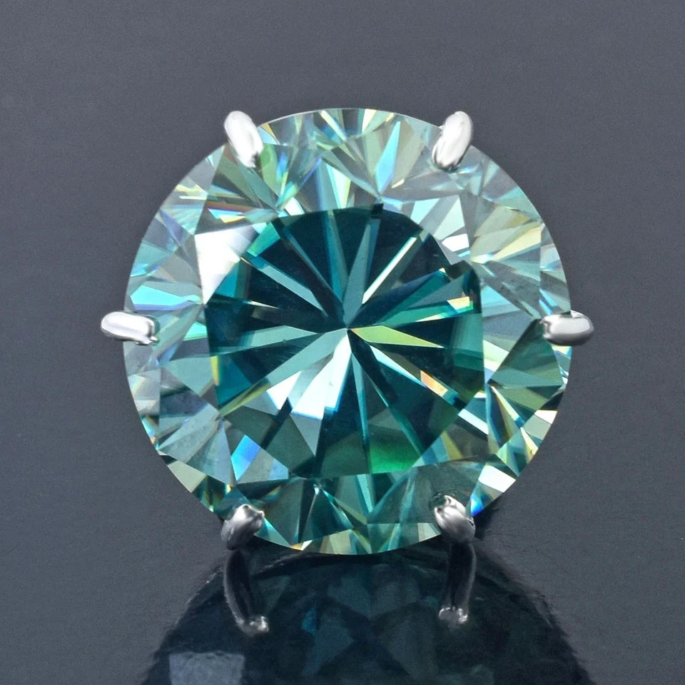 RARE 25.20 Ct Certified Round Cut Blue Treated Diamond Solitaire Ring 925 Silver