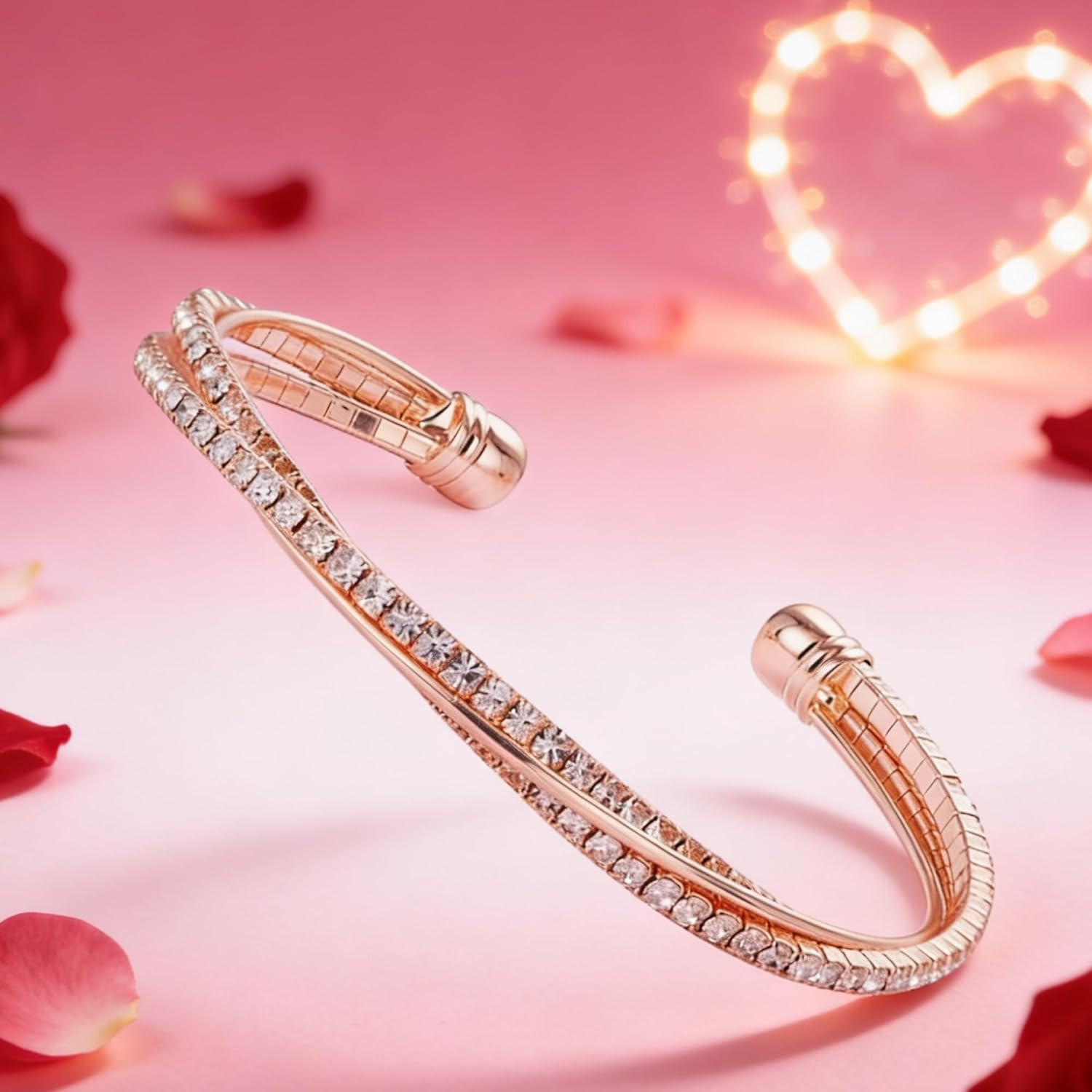 Bangle Sparkly Cute Valentine Day Gift Rhinestone Cuff Bracelet Bridesmaid Wedd