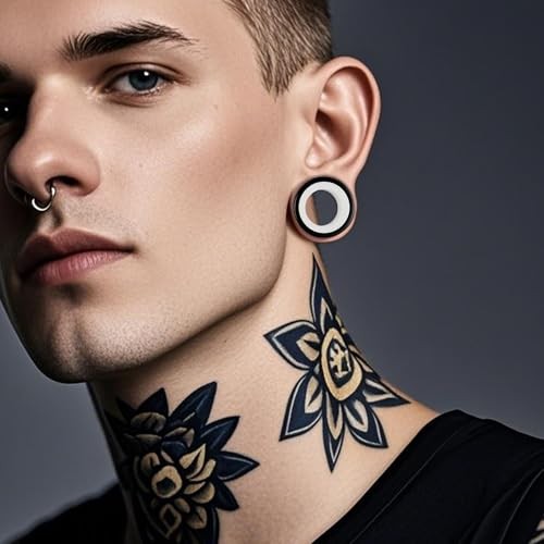 2PCS Stainless Steel Ear Gauges 0G(8mm) – 5/8″(16mm) 10mm(00g) Black White