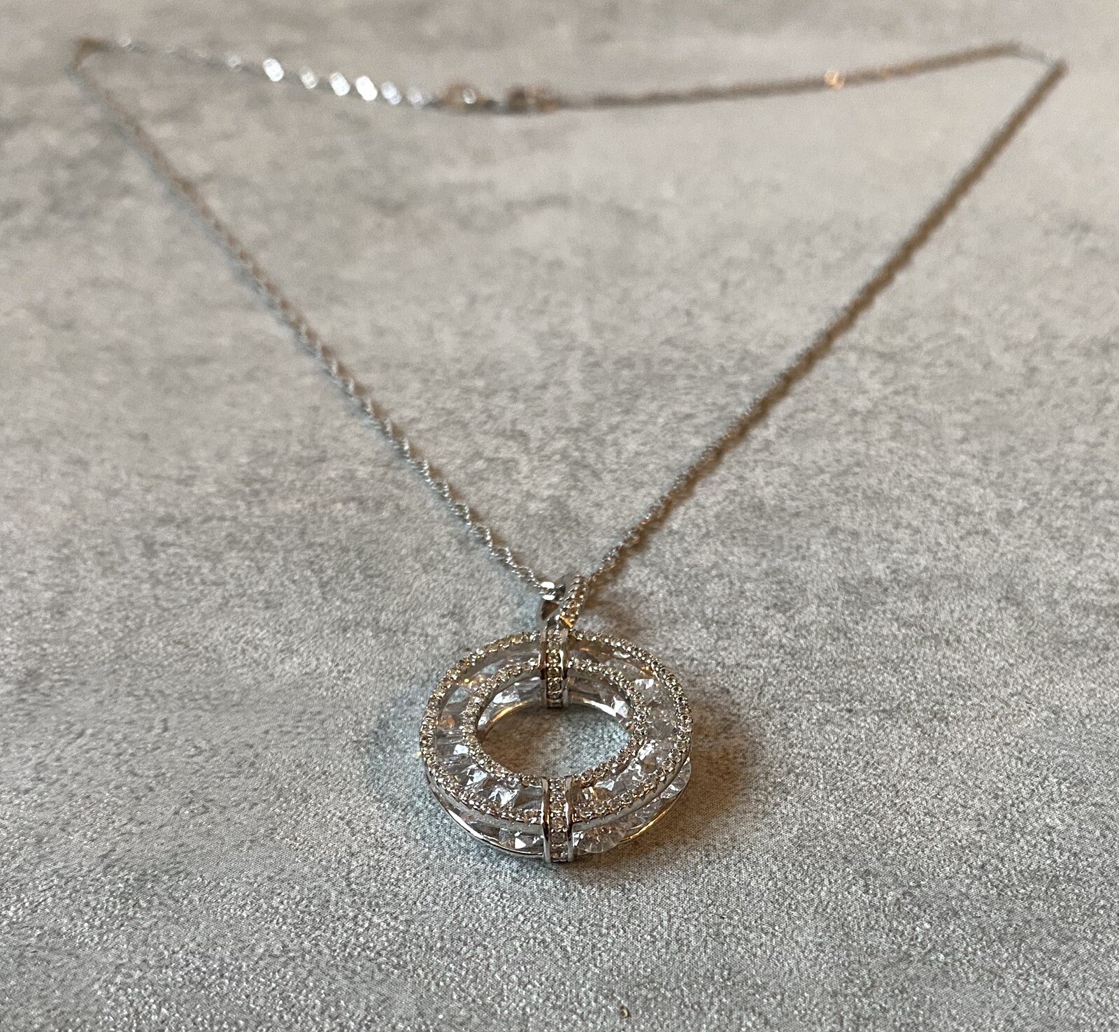 Fuzion Creations Necklace Circle Sterling Silver 925 Rhinestone CN FZN Bling