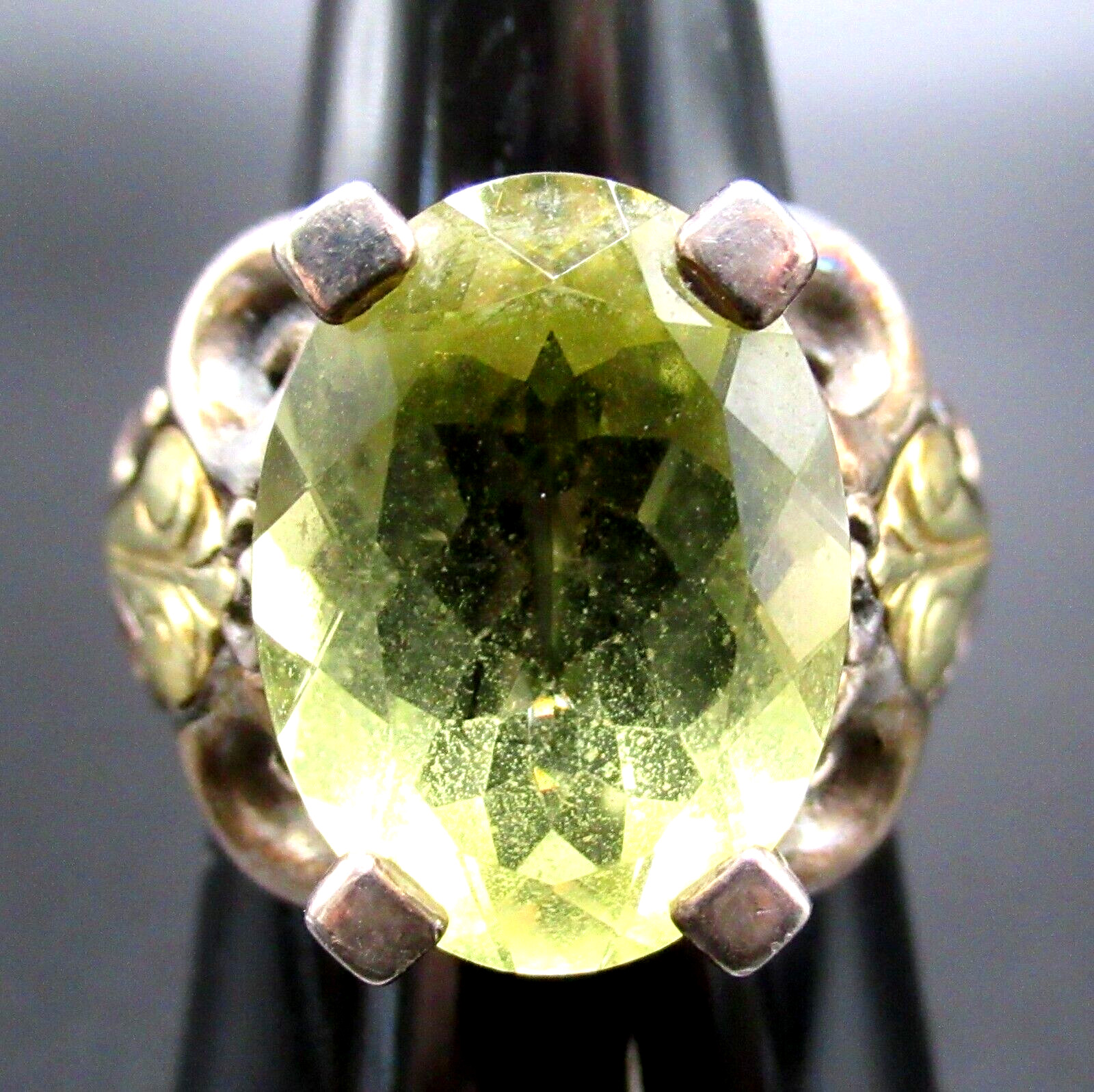ANN KING 925 & 18K Gold Genuine Lemon Yellow Quartz Ring Size 8
