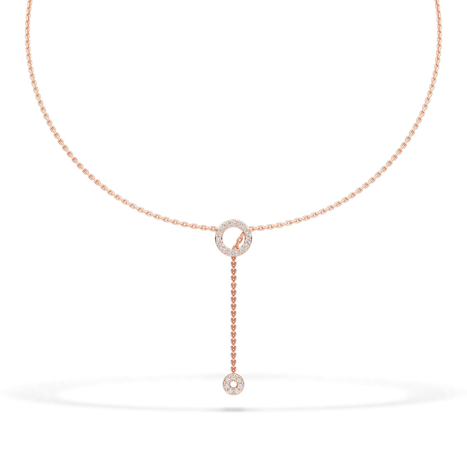 Round Cut Natural or Lab Grown Diamond Circle Drop Necklace in 10K 14K 18K Gold