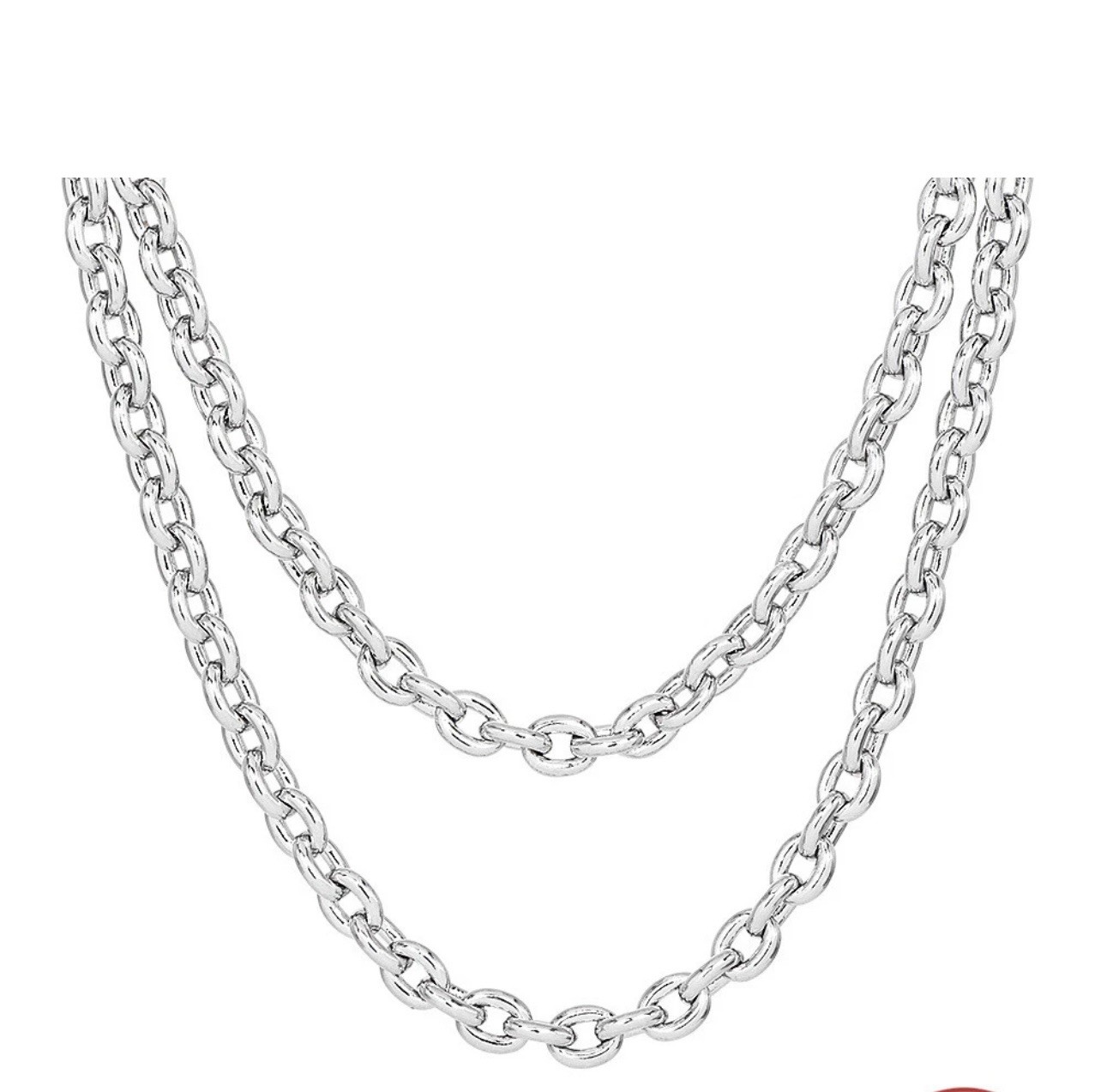 Estate 14K White Gold Resin Core Oval Link Necklace 23.9 Grams NR
