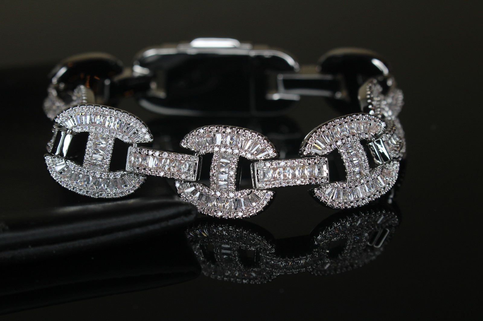 MASSIVE 14mm MARINER Bracelet 18.6ct BAGUETTES Lab Sim VVS1 Diamond 58g HEAVY