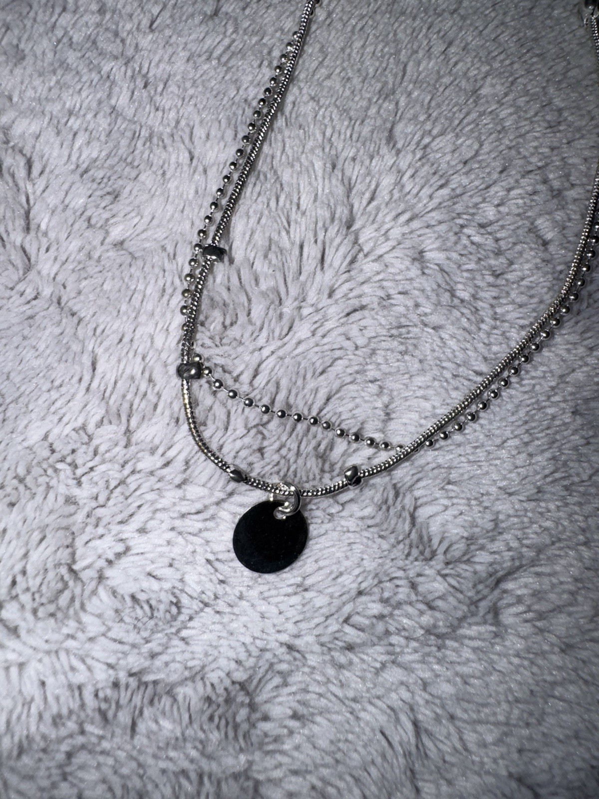 Silver Double Layered Anklet with Pendant. Double Texture. Adjustable Length
