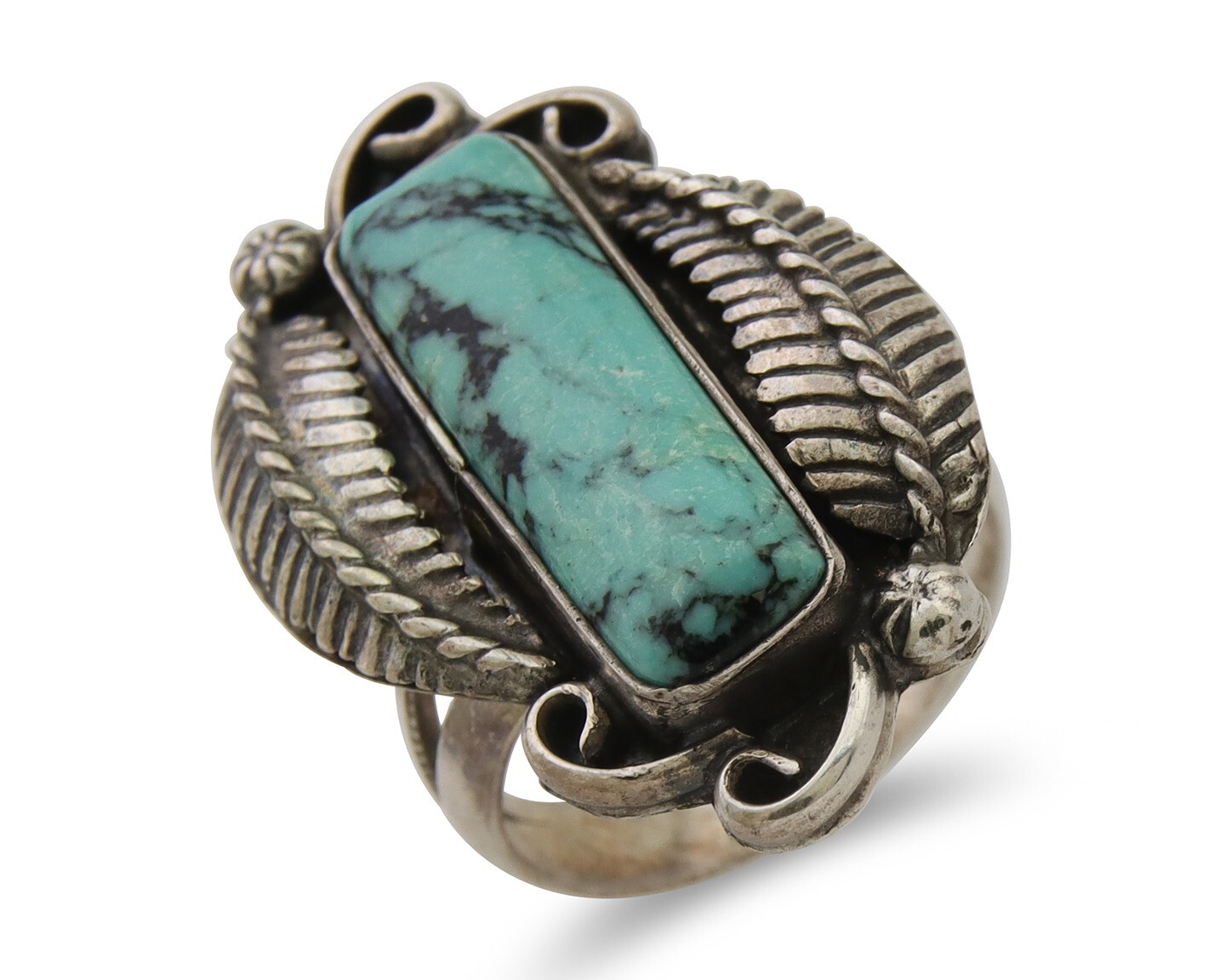 Navajo Handmade Ring 925 Silver Natural Turquoise Native Artist C.80’s