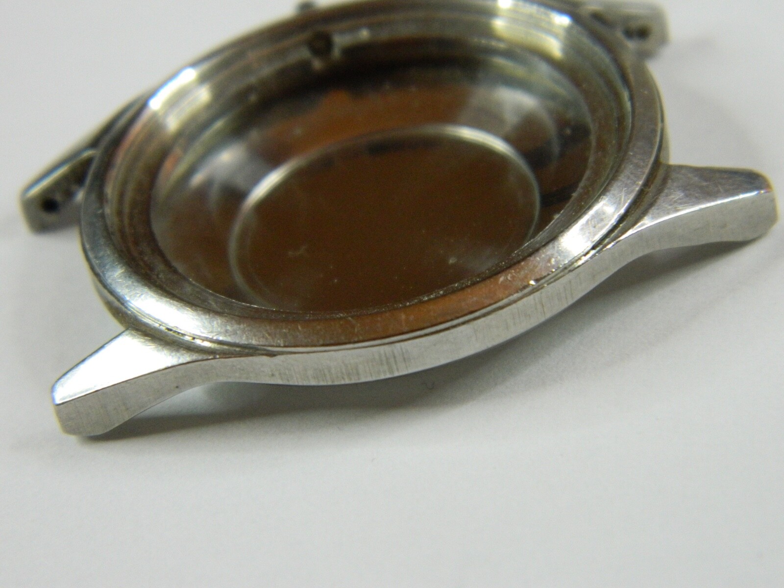 FINE VINTAGE BENRUS ? AUTOMATIC OPEN THRU CRYSTAL STAINLESS STEEL WATCH CASE
