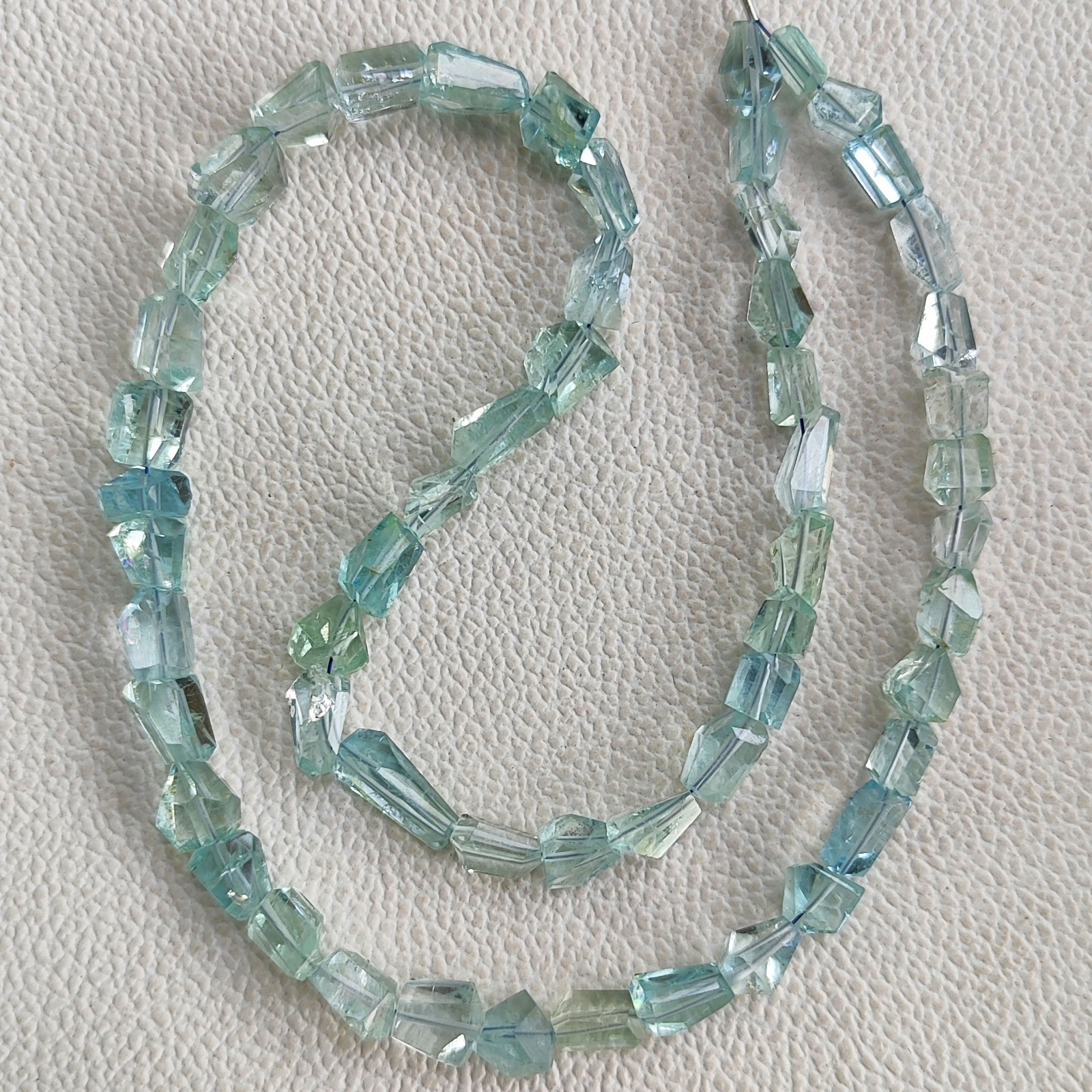 8-9mm Natural Aquamarine Faceted Nugget Beads 17″ Strand Brazil Gemstones