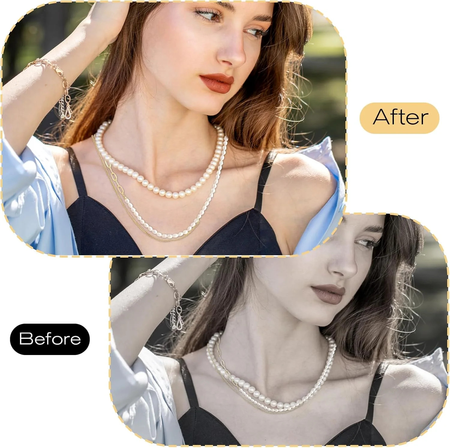 6 Pcs Gold Necklace Extenders for Women Non Tarnish Gold Bracelet Chain Extender
