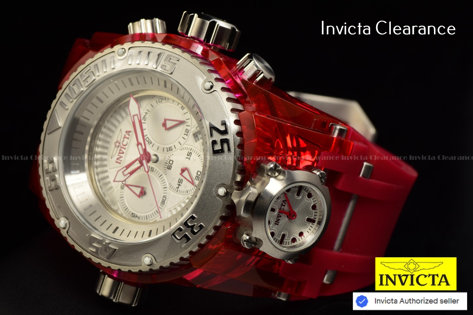 Invicta Bolt Bolt ZEUS MAGNUM SHUTTER 52mm Chronograph Burgundy/Steel Tone Watch