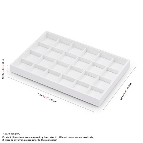 White Jewelry Display Organizer Tray Stackable Premium PU Leather 24 Grid
