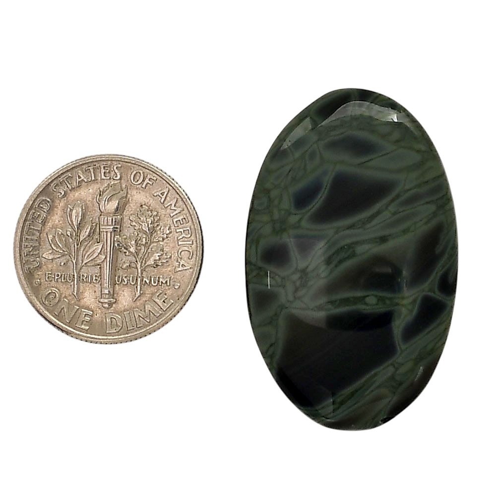 Spider Web Obsidian 20×32.1×5.5 mm Oval Shape Polished Gemstone LS94-05835