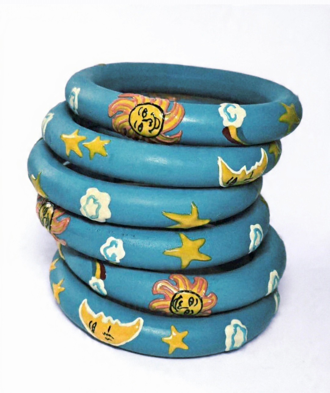 Bulk Lot Treasure Lot Blue Wood bangles Jewelry Small Bag 30 pcs Goodie Bag
