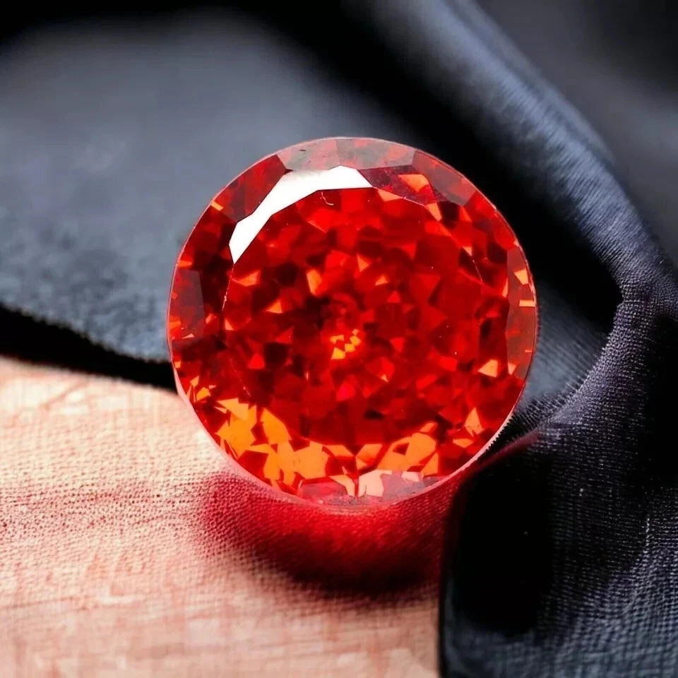 Red Zircon Round Cut 114 Ct Cambodian Natural GIE Certified Loose Gemstone