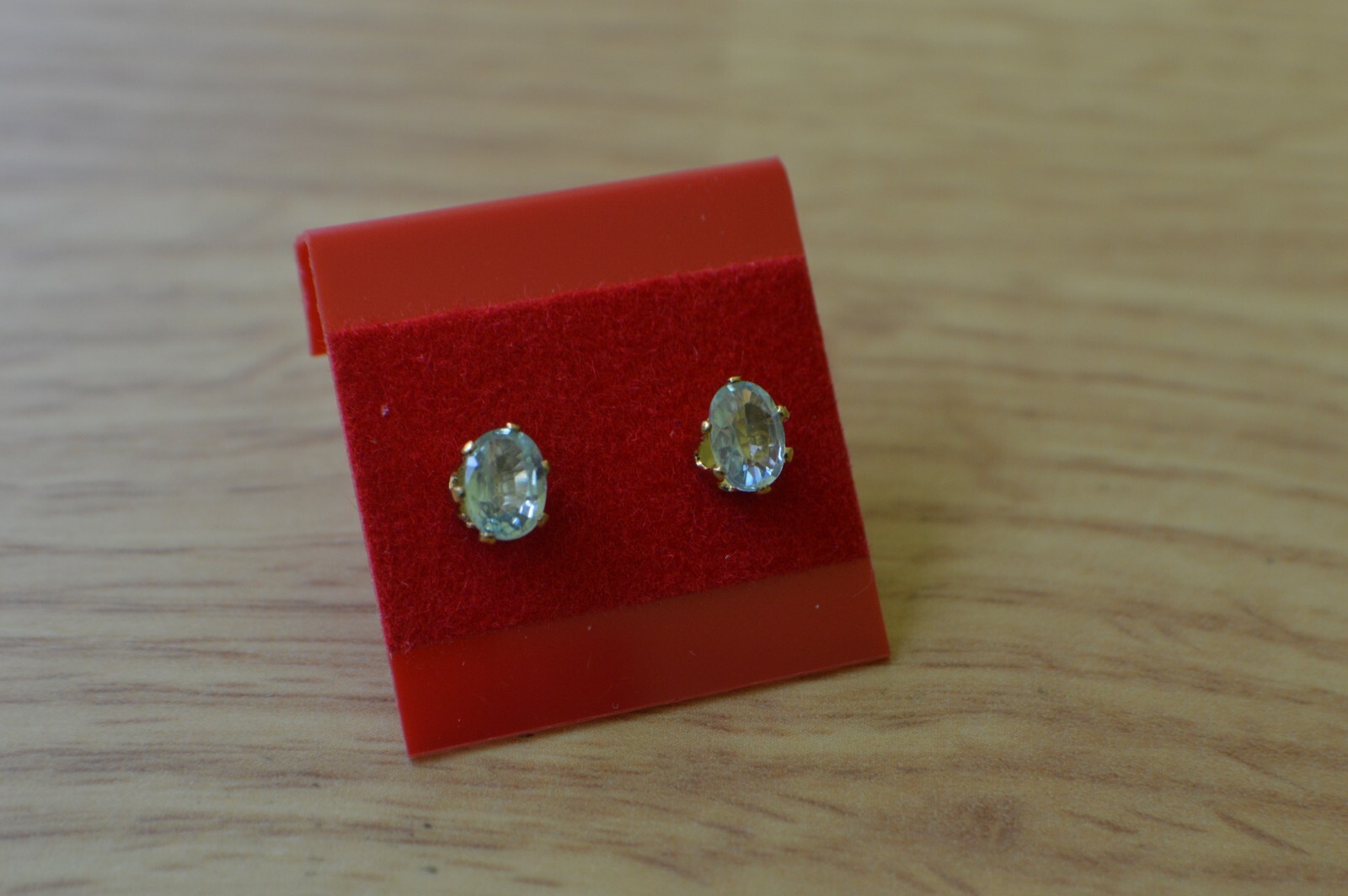 0.82ct Blue Zircon Solitaire Earrings 14K YG over Sterling Silver 6x4mm VVS