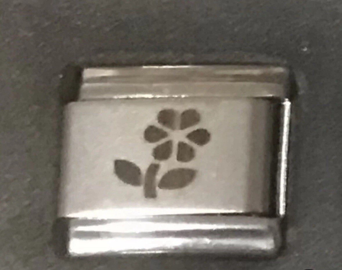 Flower Laser Italian Charm Link 9MM K18 – K37