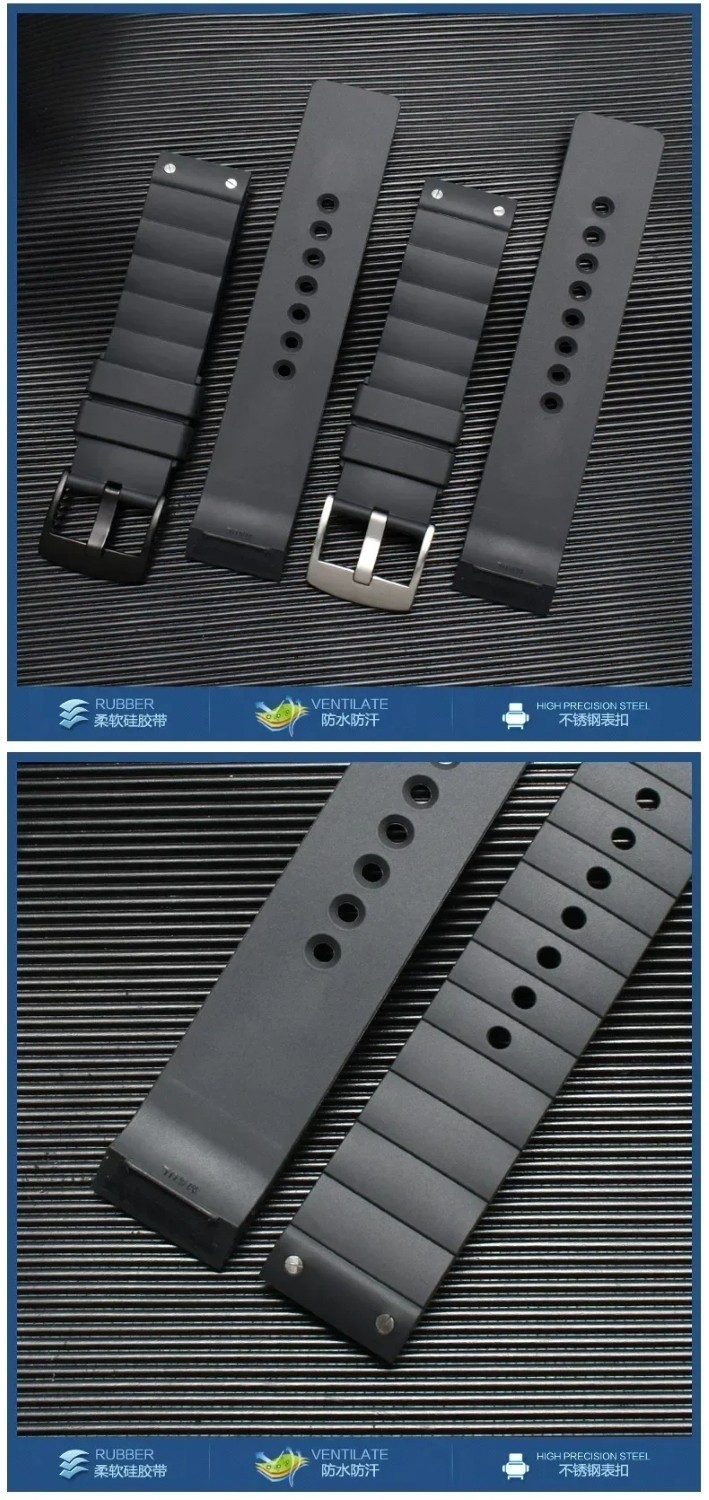23mm Watchband For Cartier Santos 100 Rubber Band Black Rivet Silicone Strap