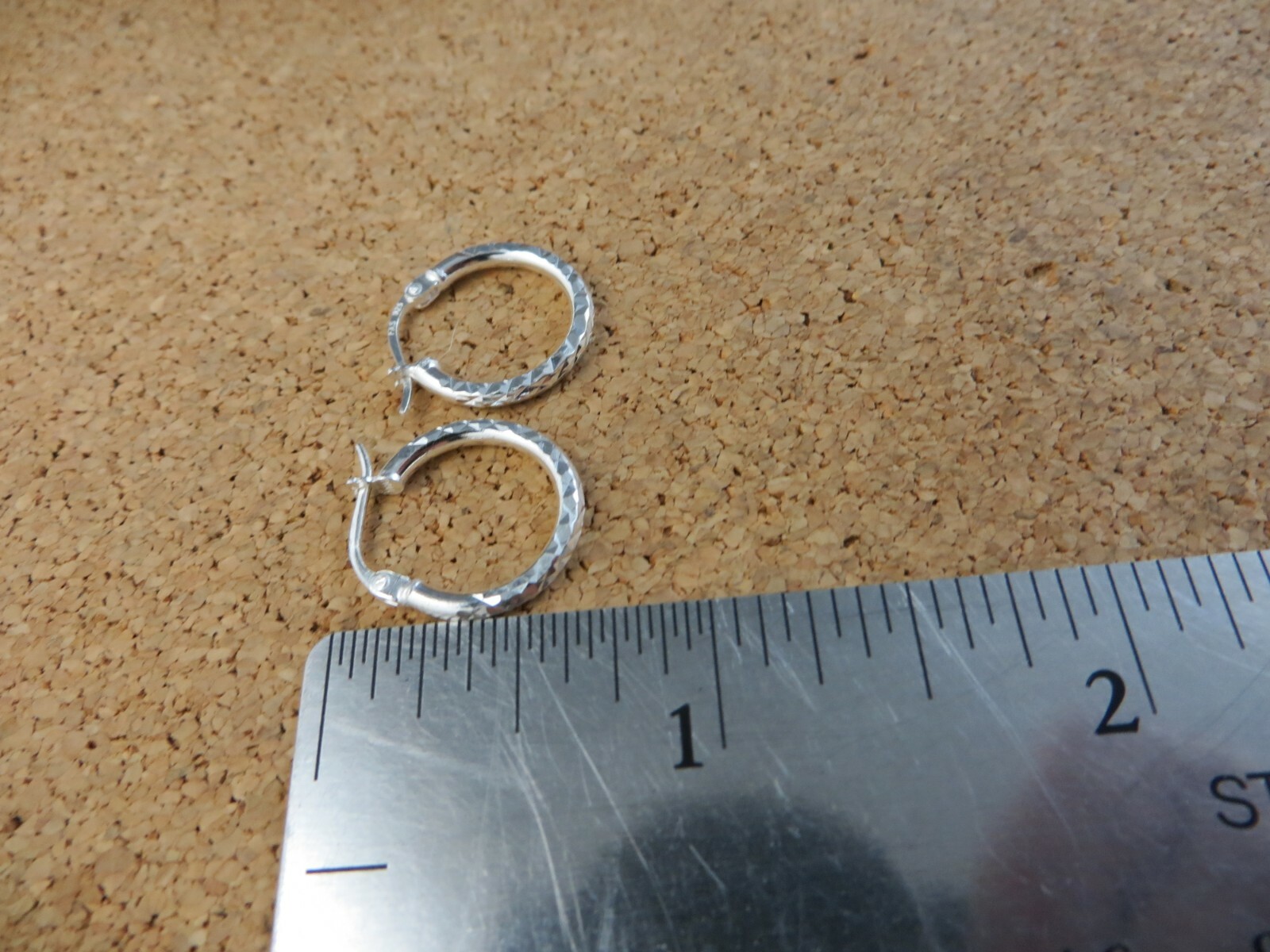 Etched Sterling Silver Hinged Bangle Bracelet & Latch back Hoop Earrings #209